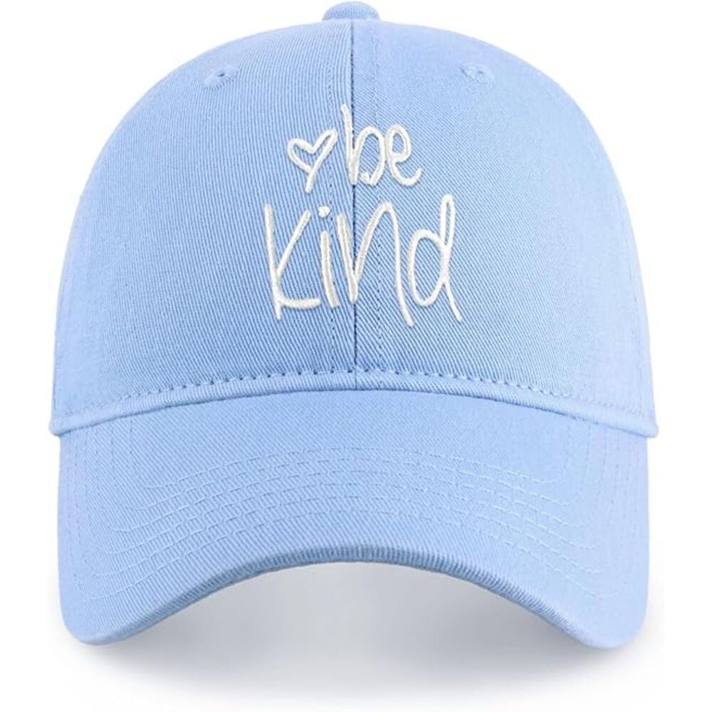 Unisex Stale Blue 100% Cotton Be Kind Embroidered Adjustable Size Baseball Cap